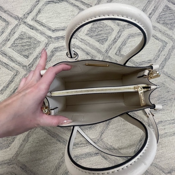 Michael Kors Small Crossbody Purse White and Gold Studded - Picture 2 of 5